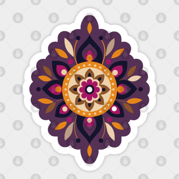Boho Flower Ornament Purple Shades Sticker by craftydesigns